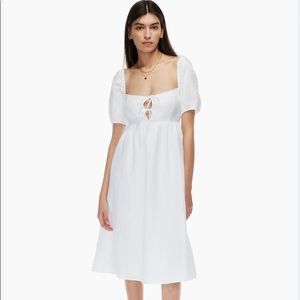 Aritzia Wilfred linen midi dress in white size 6.